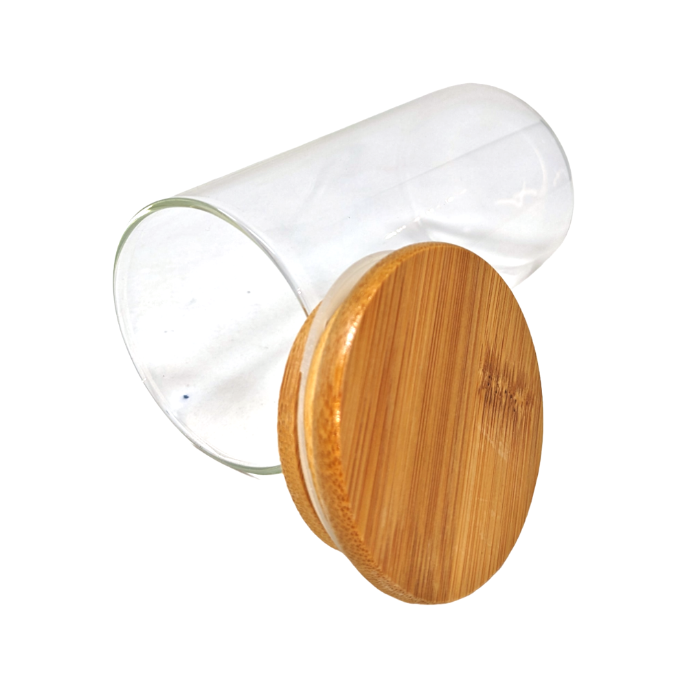 4" Glass Jar With Bamboo Lid [WJ1] [GWSTG0023]